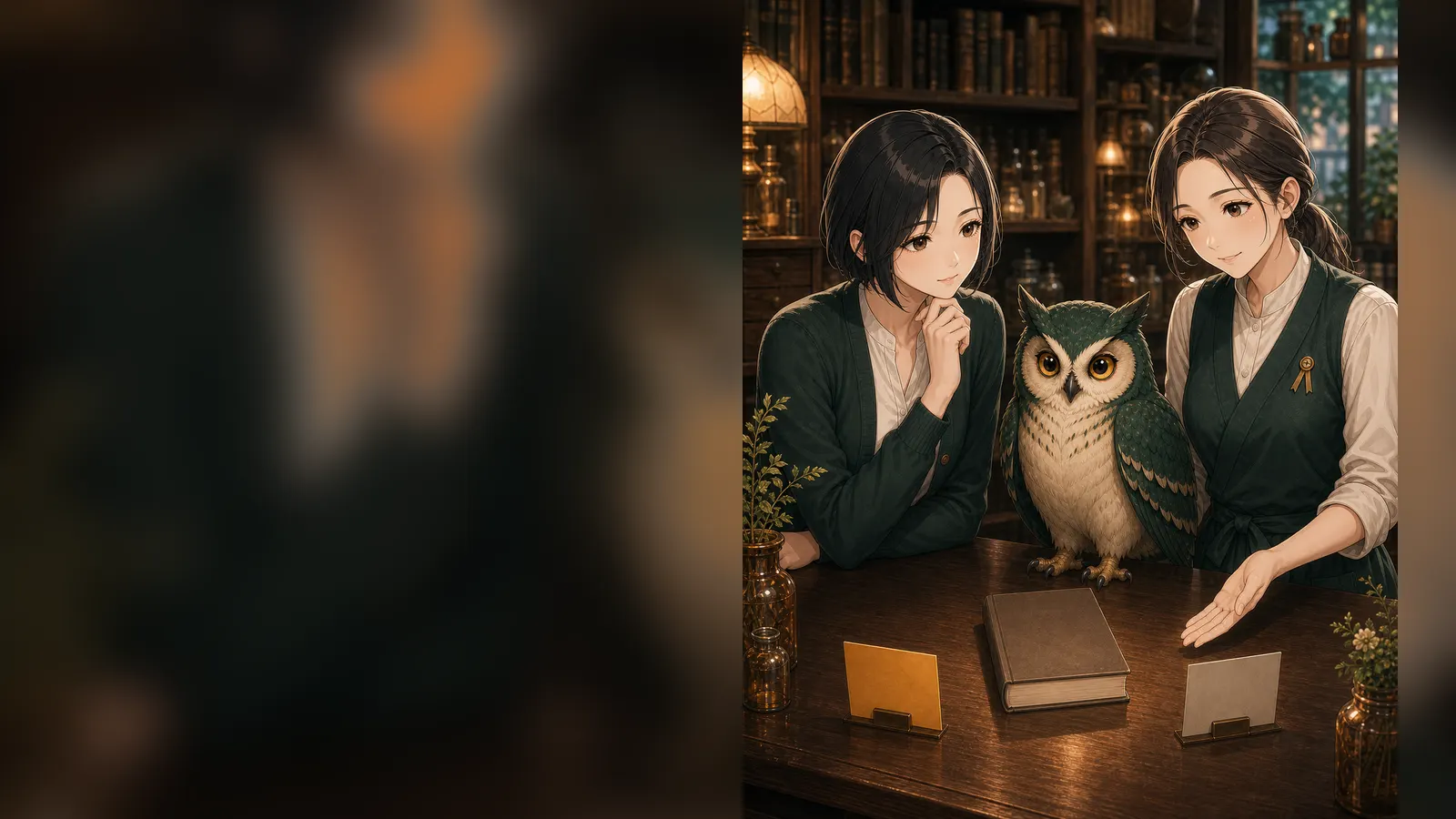 ミクとホナミが一冊の効能と合わない条件を並べ、グラムが両方を見る場面